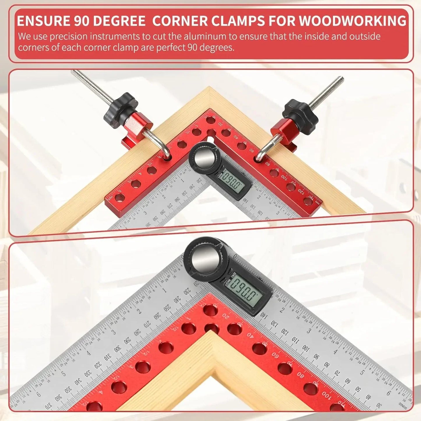 4 Pack 5.5 x 5.5 Inch Right Angle Corner Clamps Aluminum