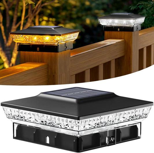 4x4 Solar Post Cap Light 16 LEDs Warm Cool Waterproof