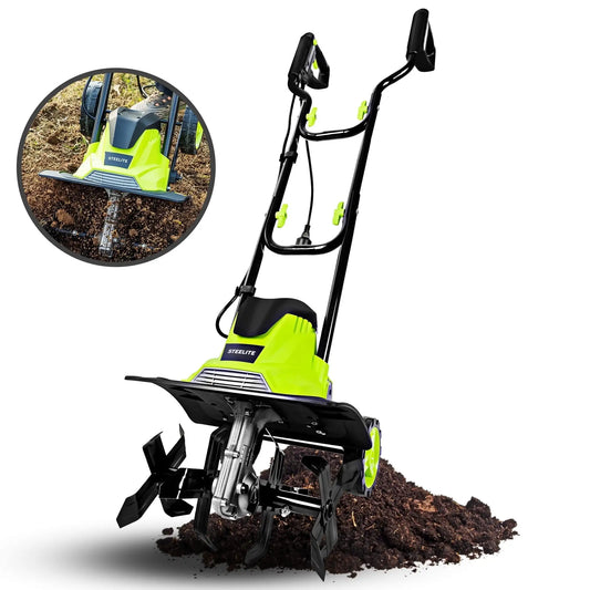 14-Inch Corded Electric ,10-Amp Electric Tiller and Cultivator for Lightweight Rototiller