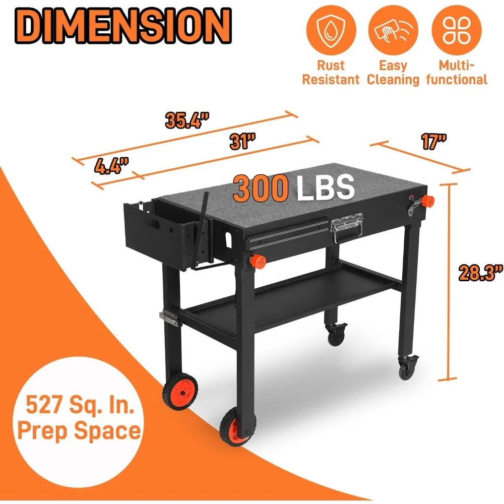 Portable Foldable Griddle Table Stand Caddy For Outdoor