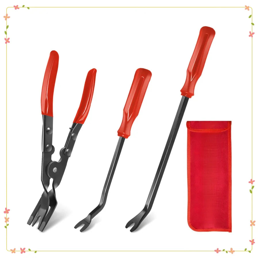 Auto Clip Pliers Set Car Trim Rivet Remover Tool Kit With Durable Pliers And Fastener Removers Carry Bag