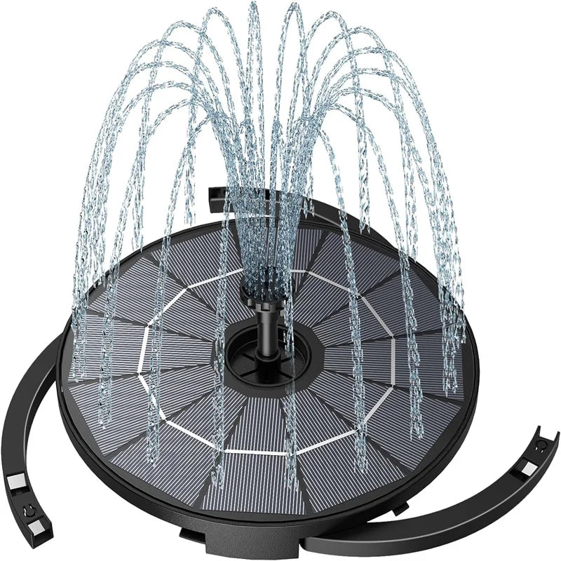 Solar Fountain Pump for Water Feature with 3.9ft Cord, Solar Bird Bath Fountain with 6 Nozzles