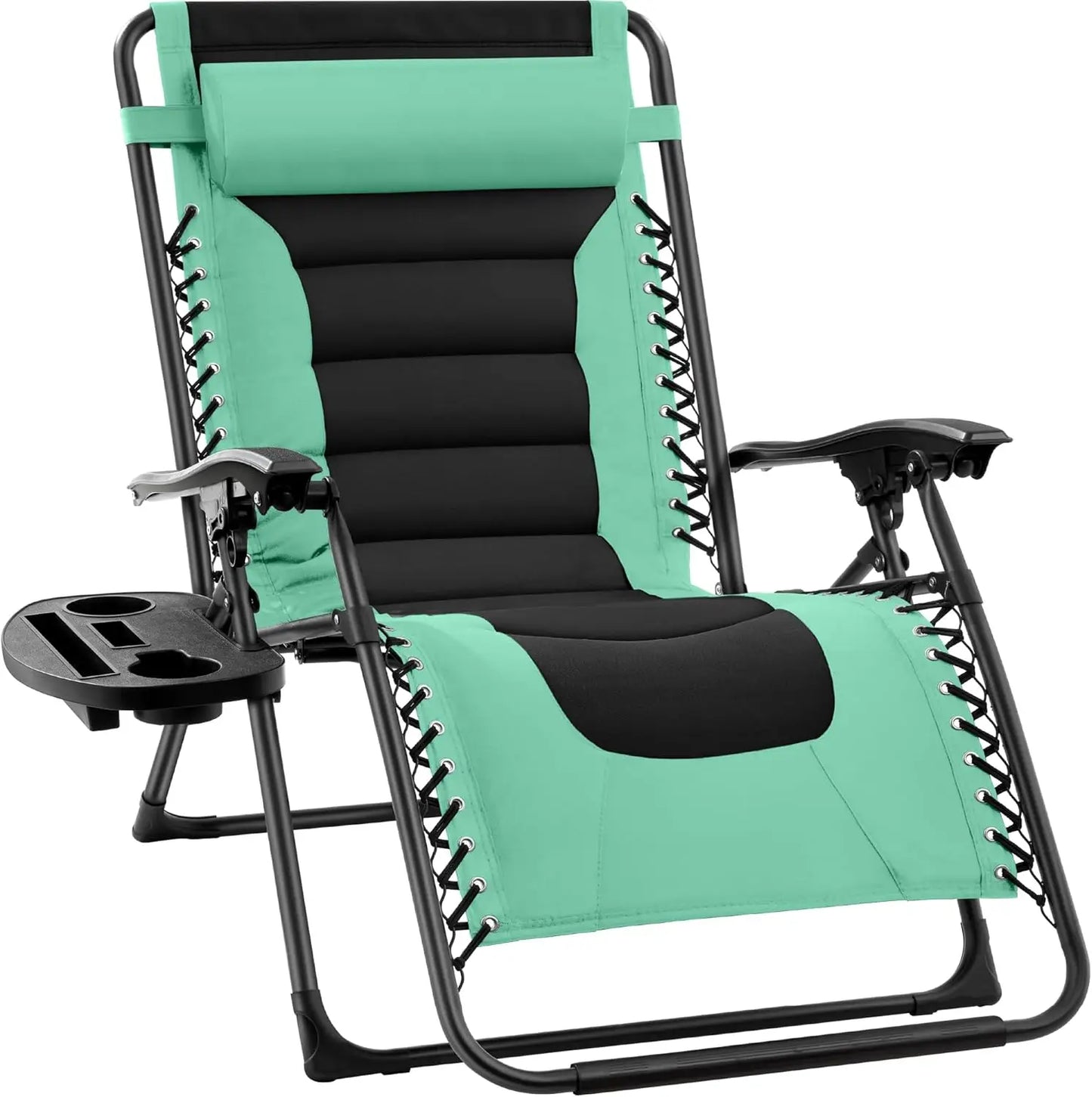 XL Folding Outdoor Recliner Chair With Headrest And Tray