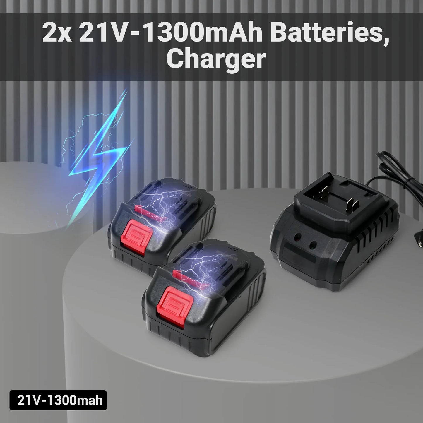 Cordless Angle Grinder Kit Brushless 21V 1300mAh Batteries