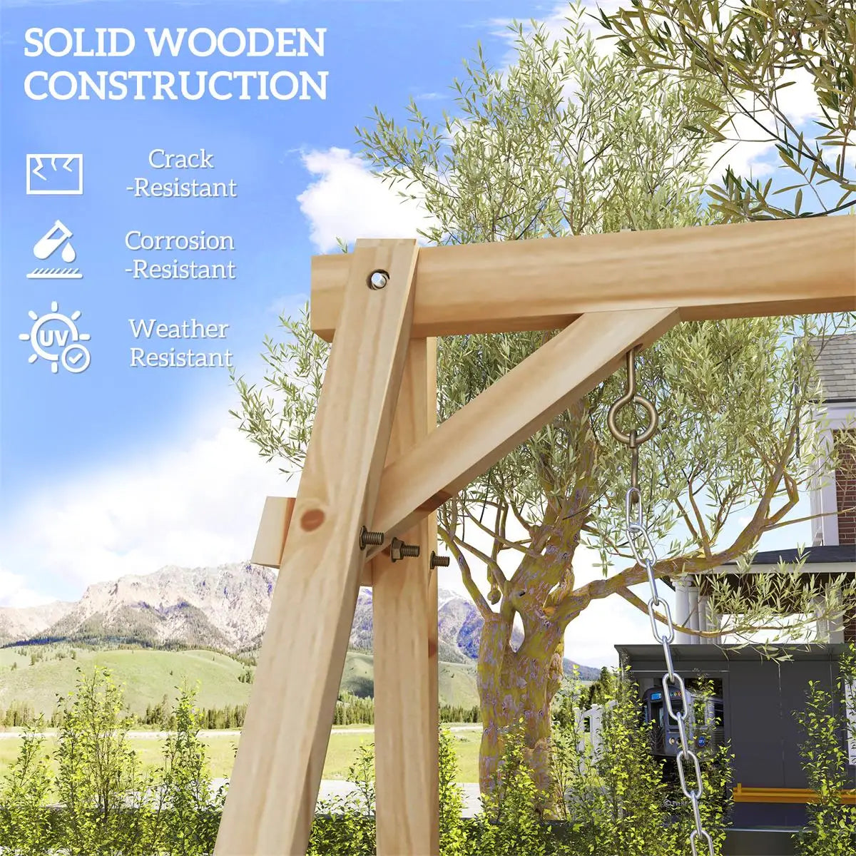 Durable Outdoor Swing Set for Garden Adjustable Patio Chair Family Fun Relaxation