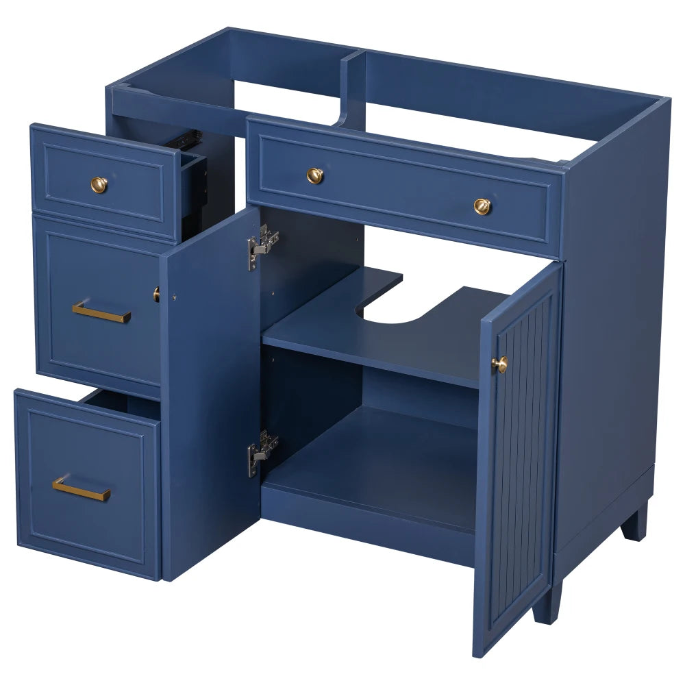 36-inch Bathroom Vanity,  Navy Blue Single Bathroom Cabinet, with 2 Drawers