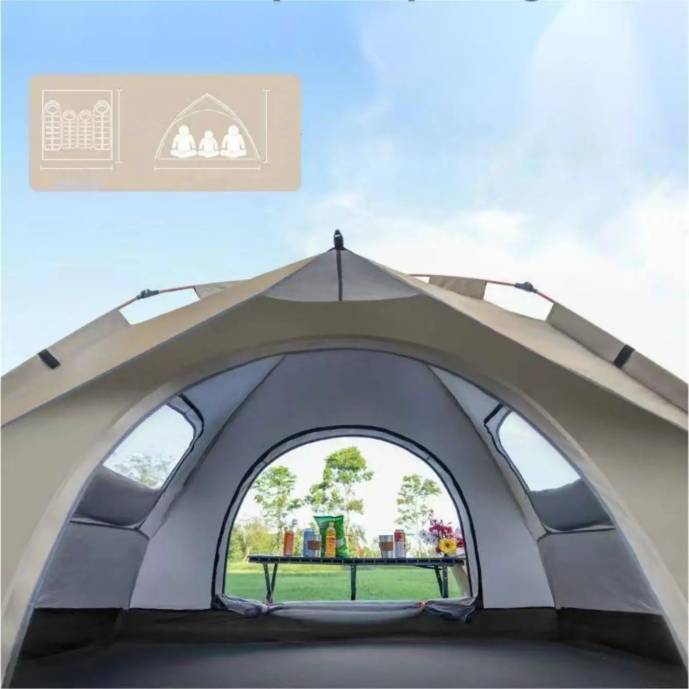 Automatic Opening Sunshade Tent With Two Doors And Windows