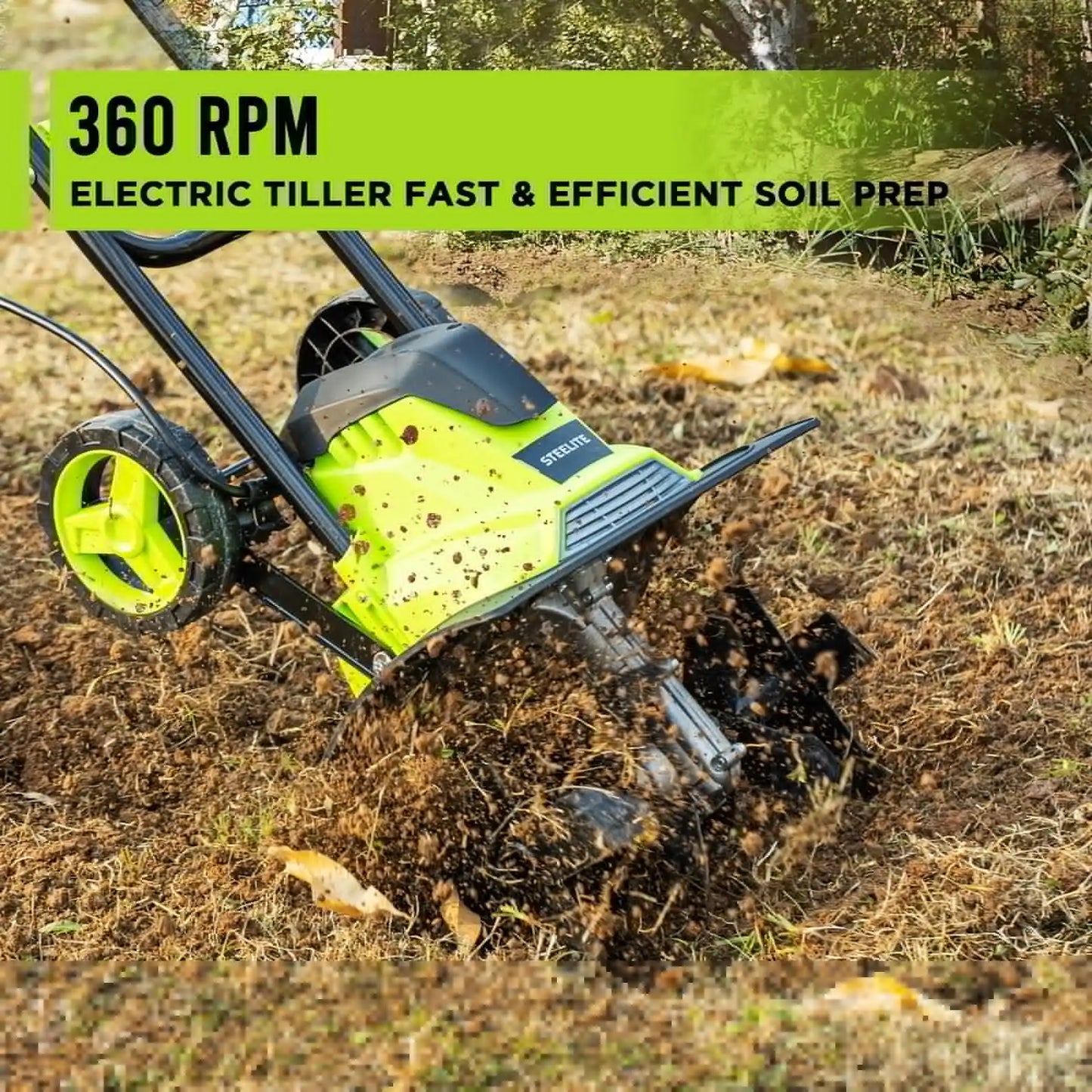 14-Inch Corded Electric ,10-Amp Electric Tiller and Cultivator for Lightweight Rototiller