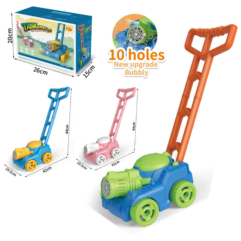 Lawn Mower Bubble Machine Weeder Soap Maker Blower Baby Activity Walker for Outdoor Kids Toys.