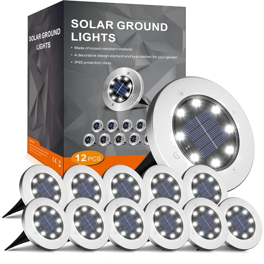 Solar Outdoor Lights 12 Pack Waterproof Garden Pathway Landscape Lighting