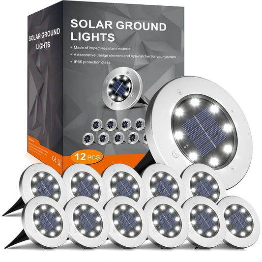 Solar Outdoor Lights 12 Pack Waterproof Garden Pathway Landscape Lighting
