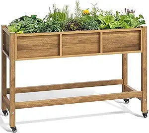 YITAHOME Elevated Garden Bed Kit with Legs and Wheels Large Resin Planter Box