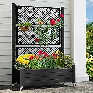 YITAHOME Elevated Garden Bed Kit with Legs and Wheels Large Resin Planter Box