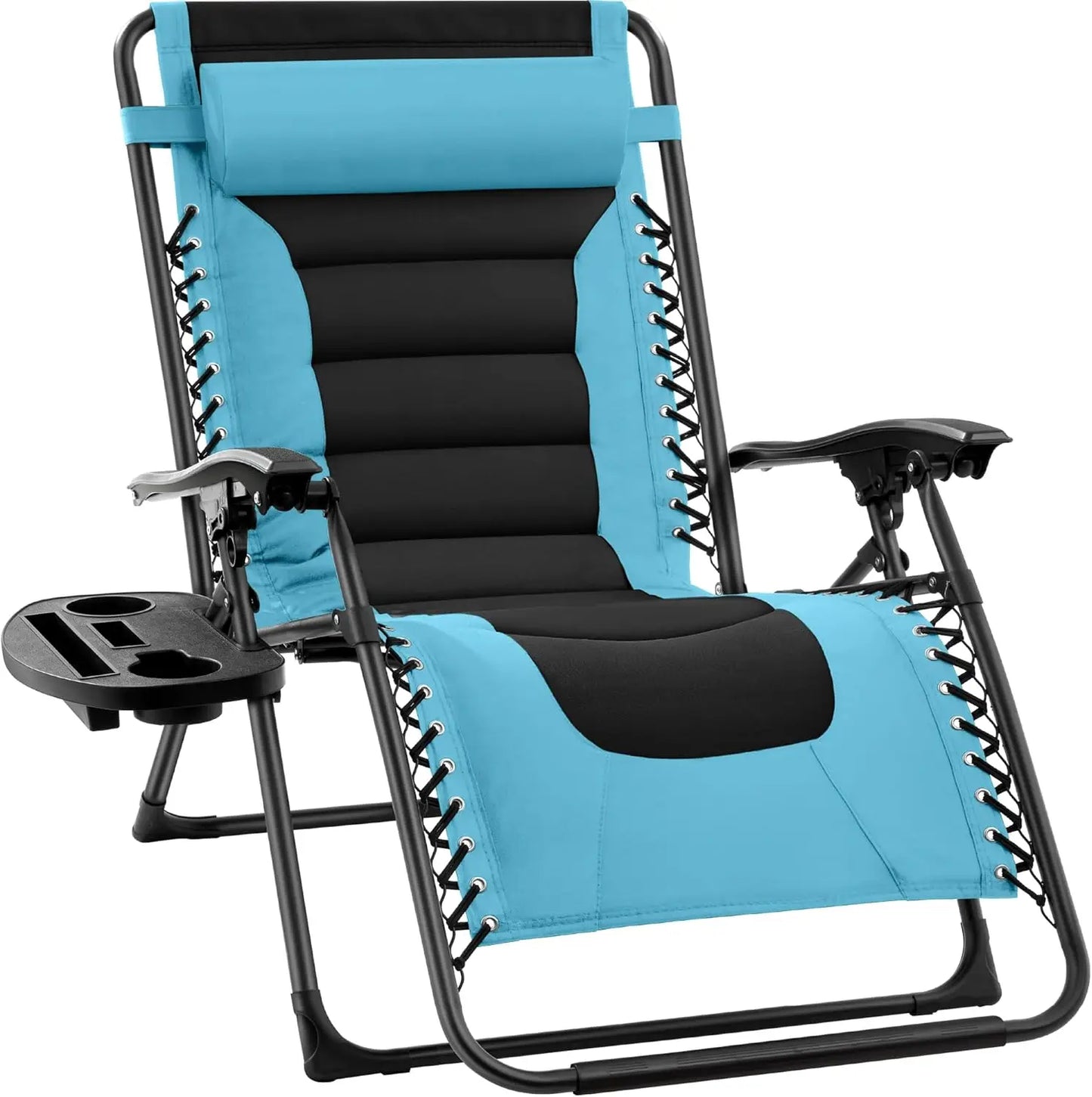 XL Folding Outdoor Recliner Chair With Headrest And Tray