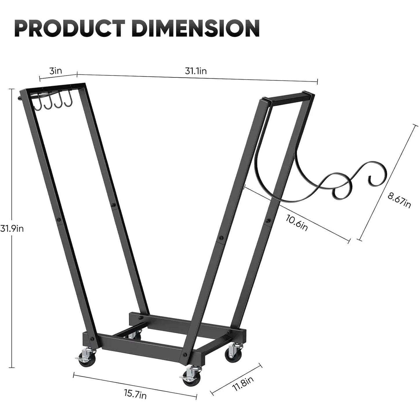 Mobile Firewood Rack with Wheels and Removable Kindling Shelf for Indoor Outdoor Use