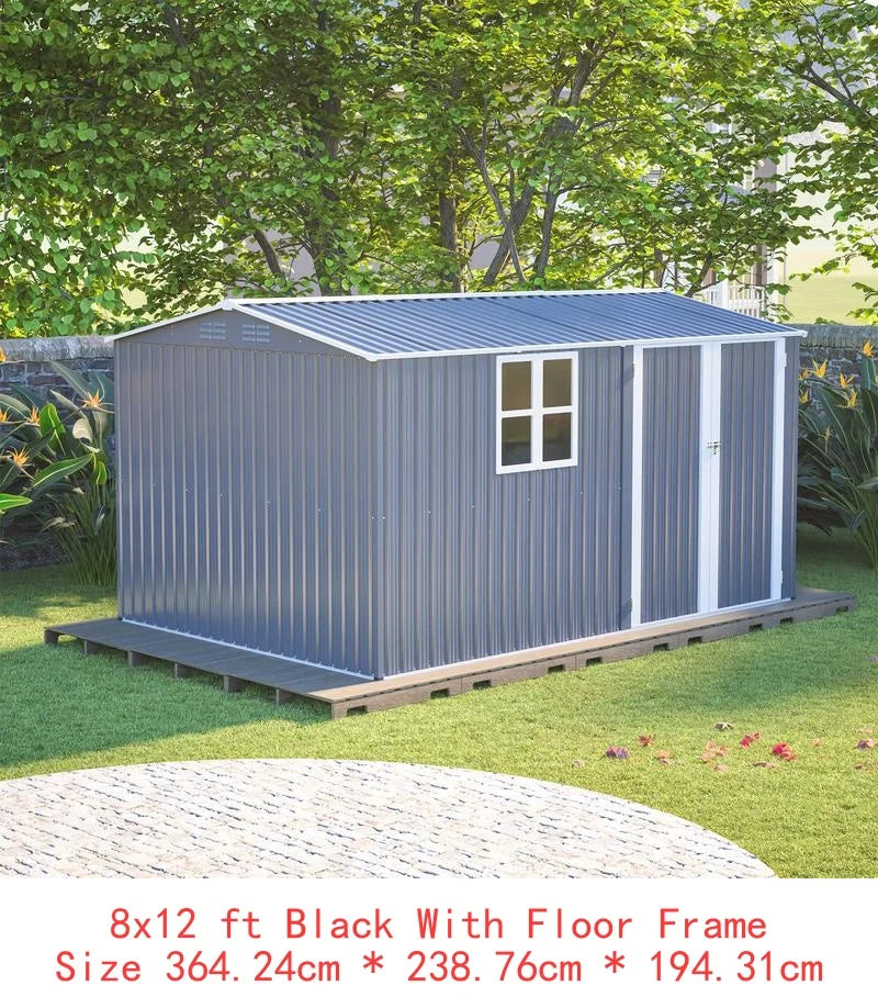 Outdoor Steel Storage Shed 10x8ft Lockable Weatherproof