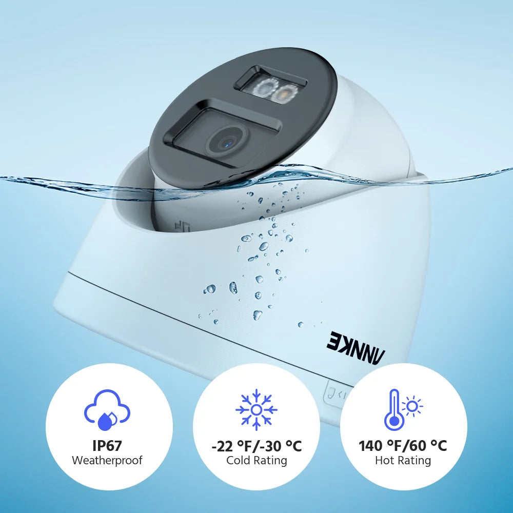 ANNKE 12MP Smart Dual Light Turret Network Camera with 2.8mm Lens Motion Detection Built-in Microphone Waterproof for Smart Home