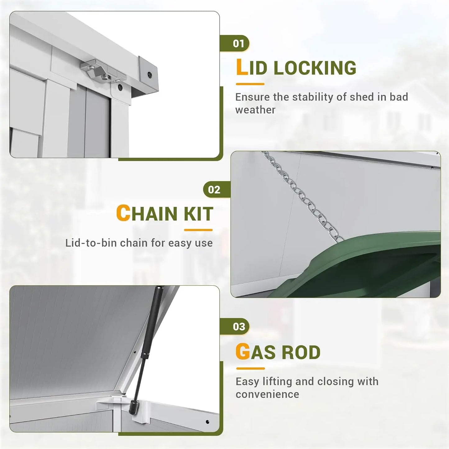 41 Cu. Ft Horizontal Storage Shed, Weatherproof Resin  Shed with Floor Thickened, Lockable Doors