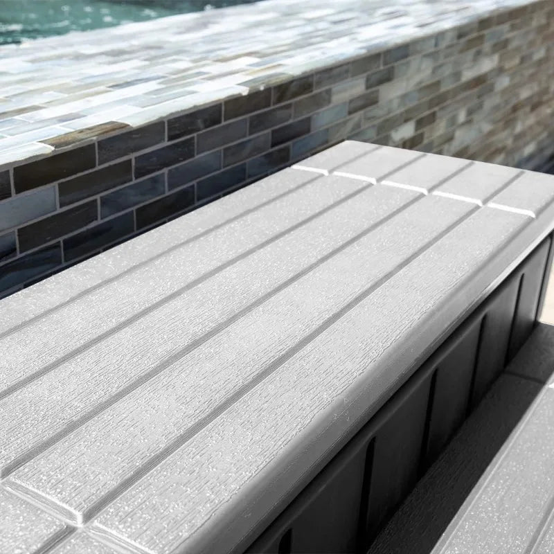 Universal Heavy Duty 2-Step Spa Hot Tub Step with Storage Compartment Grey