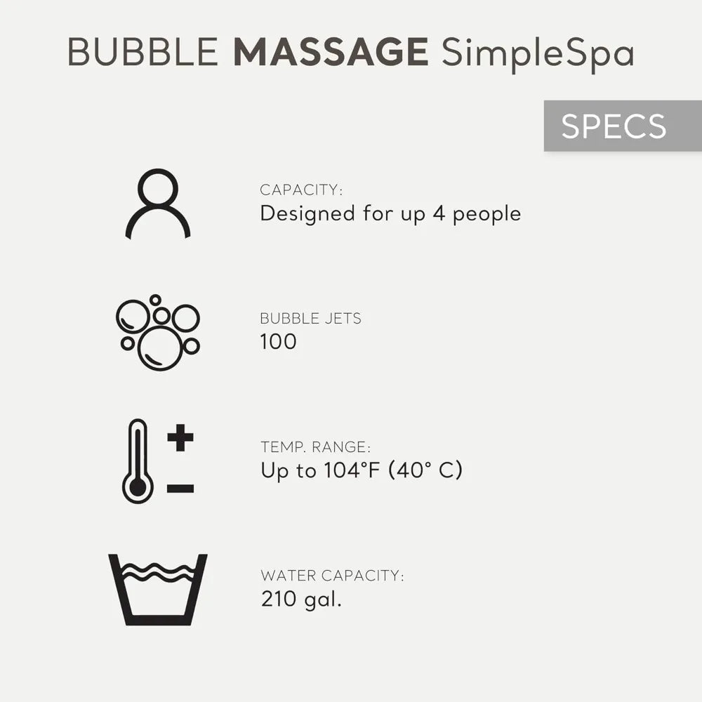 SimpleSpa Inflatable Hot Tub for 4 with Jet Massage and Built-in Pump