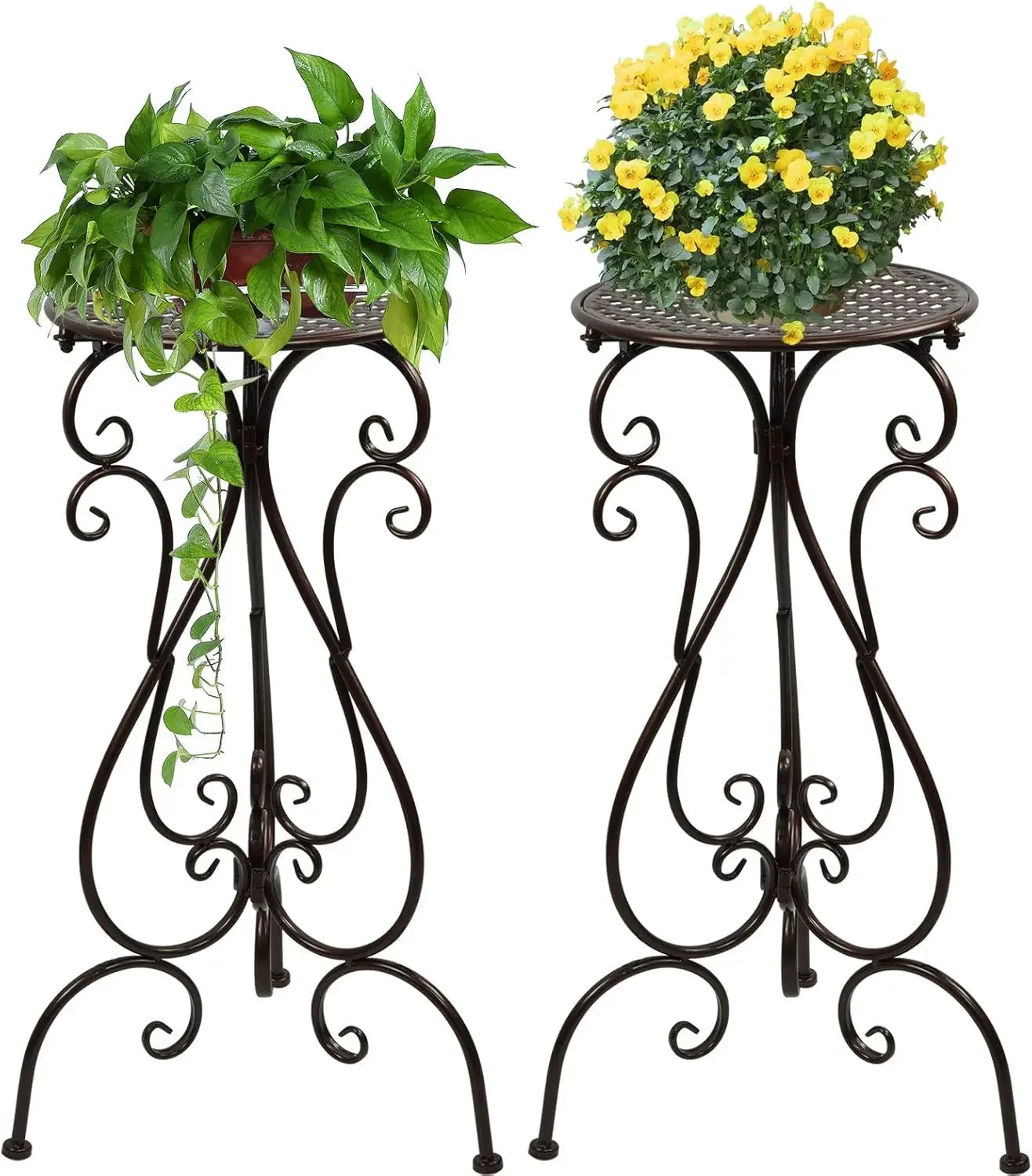 2 Pack Heavy Duty Metal Plant Stands 22.5 Inch Tall Indoor Outdoor Use