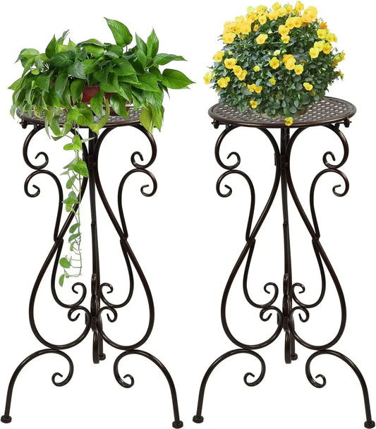 2 Pack Heavy Duty Metal Plant Stands 22.5 Inch Tall Indoor Outdoor Use