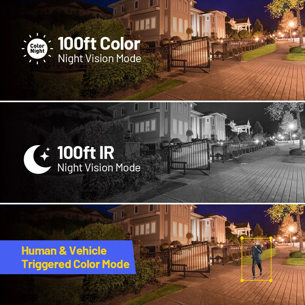 ANNKE 12MP Smart Dual Light Turret Network Camera with 2.8mm Lens Motion Detection Built-in Microphone Waterproof for Smart Home