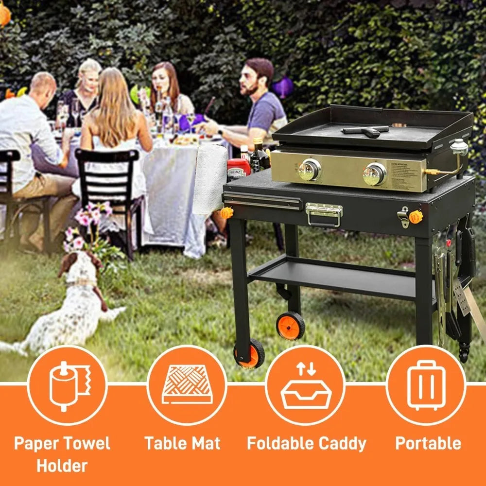 Portable Foldable Griddle Table Stand Caddy For Outdoor