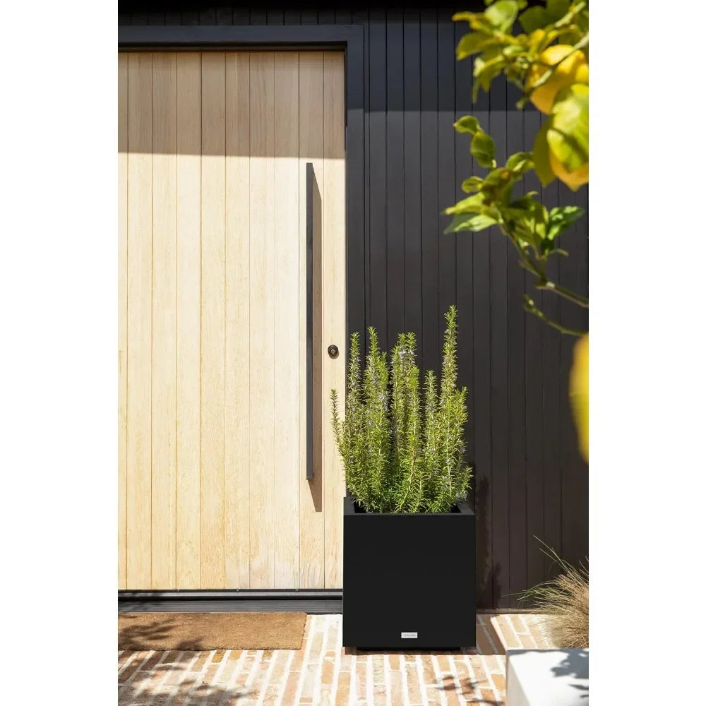 Large Cube Plastic Planter for Indoor and Outdoor Durable All-Weather Use