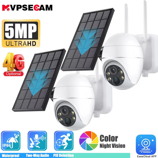 Overscam Camera 4G SIM Card 5MP Solar Panel CCTV PTZ Camera