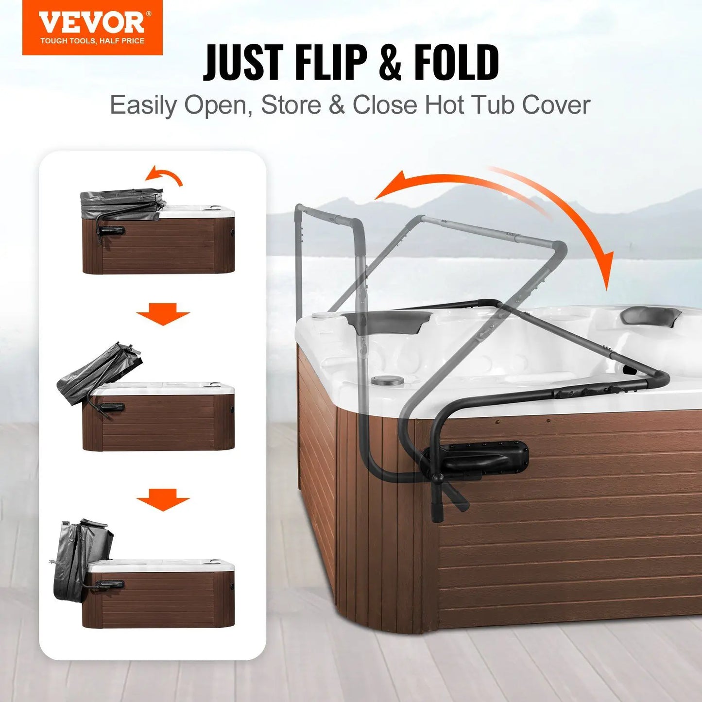 Hot Tub Cover Lift Adjustable Spa Cover Lift Easy Open Design Fits Most Hot Tubs