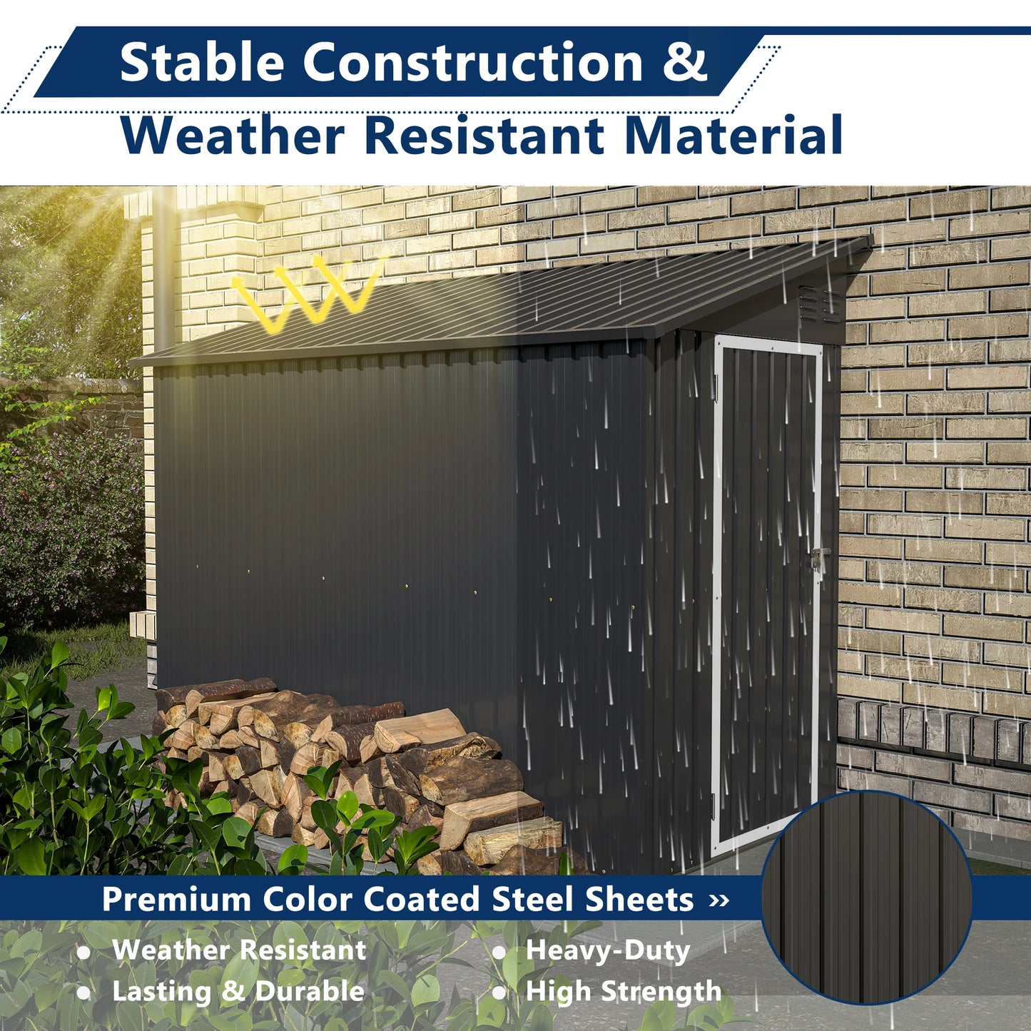 Lockable Storage Shed 4 By 8 Ft Lean To Metal Outdoor