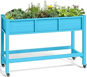 YITAHOME Elevated Garden Bed Kit with Legs and Wheels Large Resin Planter Box