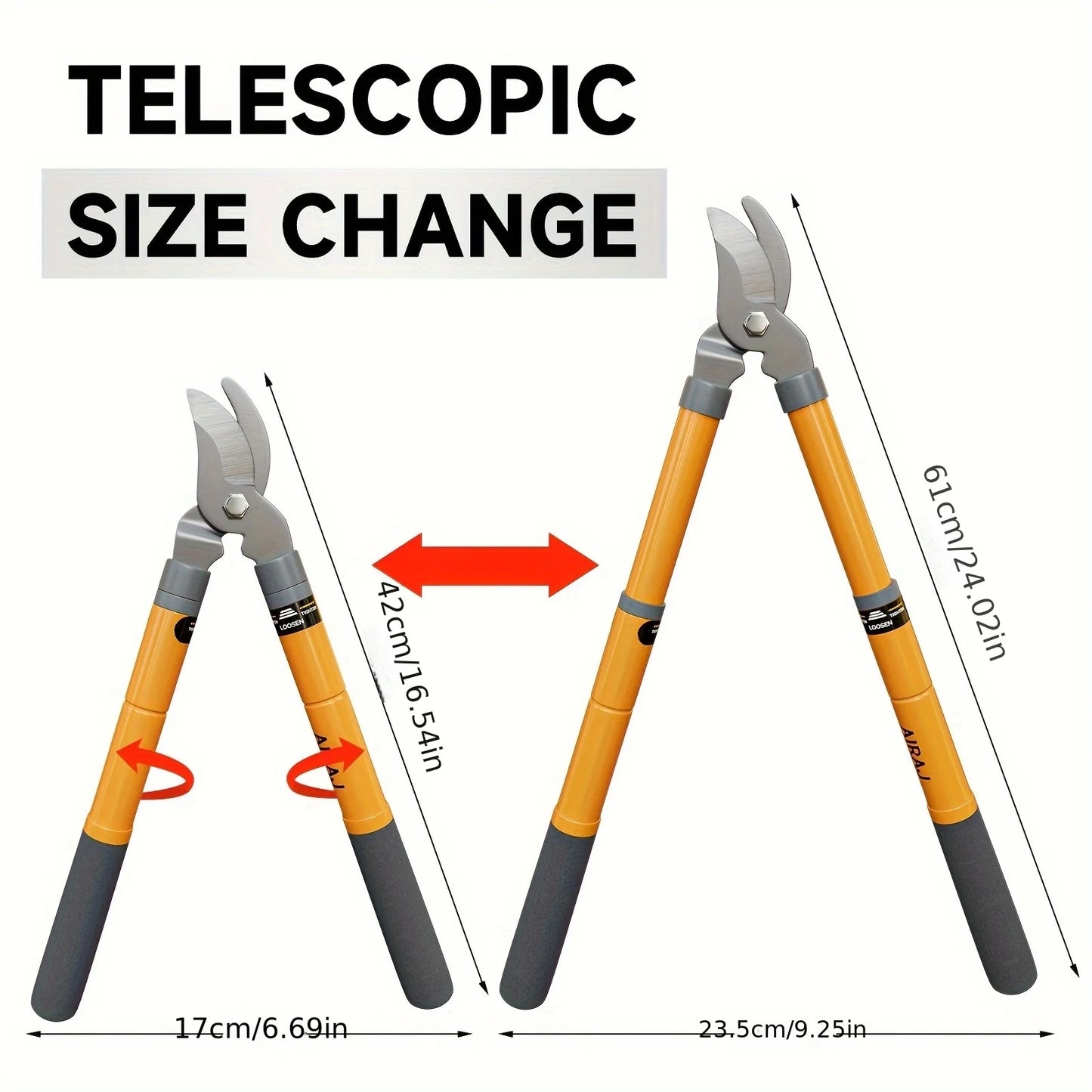 Bypass Lopper , Hedge Shears, Pruning Shears with Telescopic Handles, Extendable