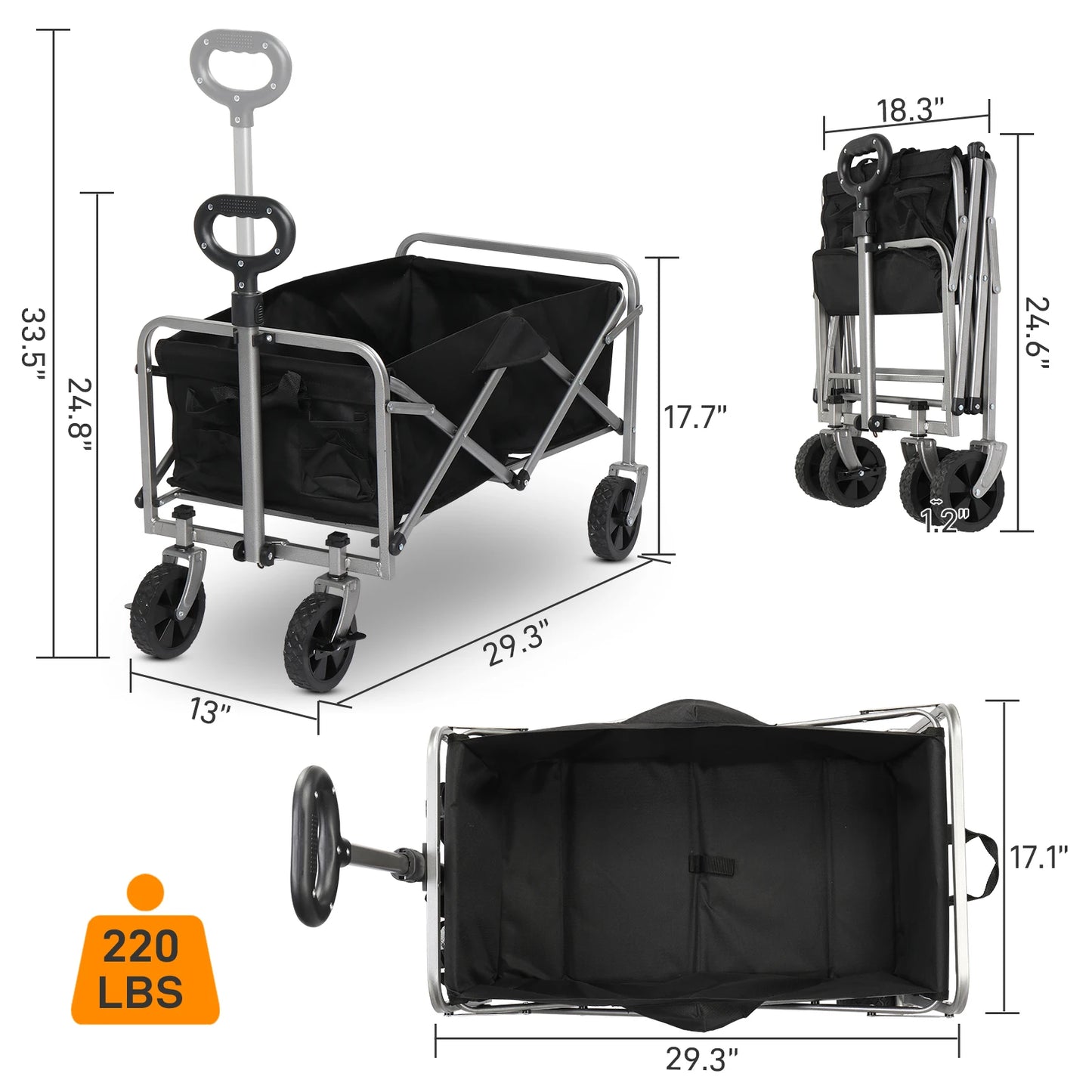 Heavy Duty Large Capacity Folding Utility Wagon Cart