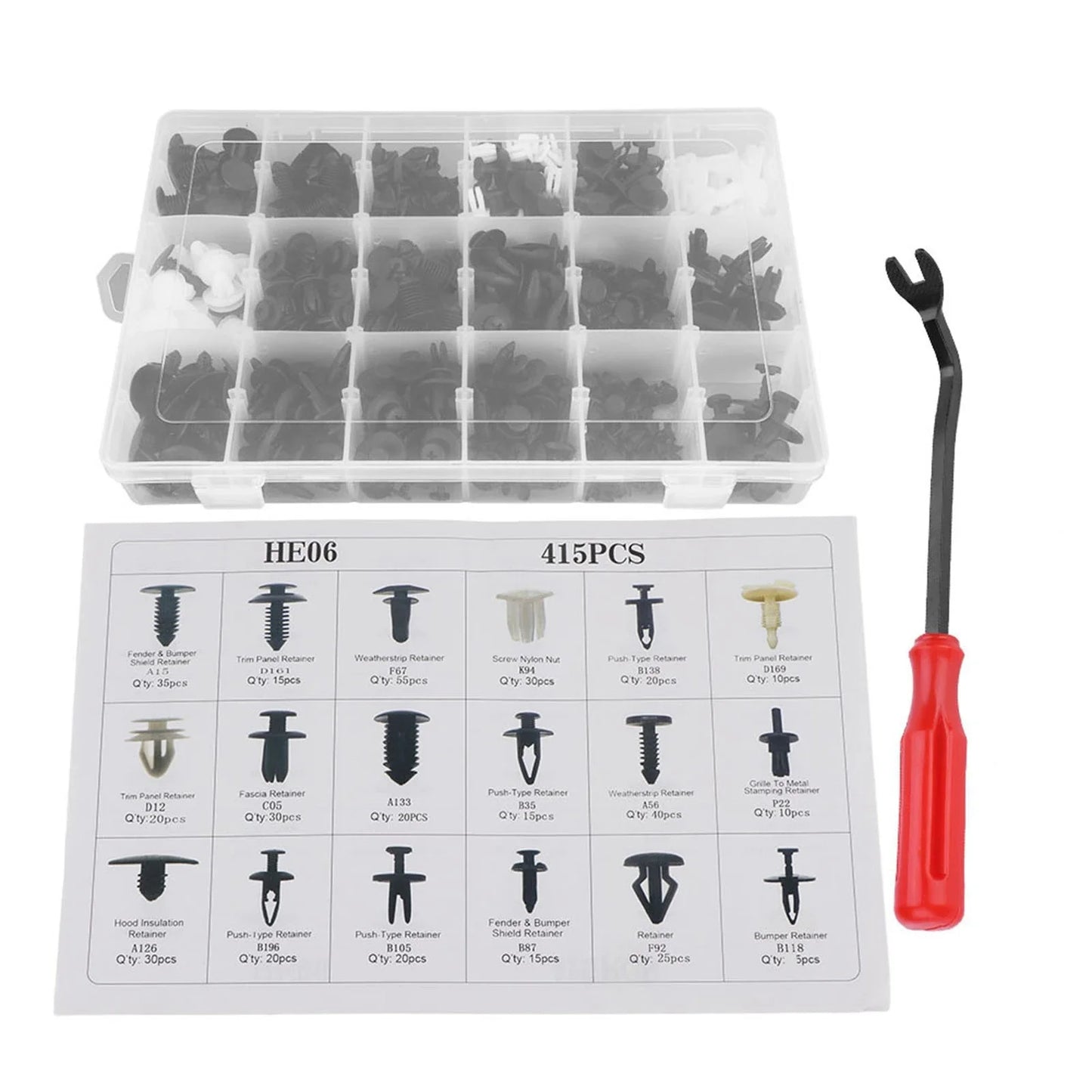 Automotive Clip And Retainer Kit 415 Pieces Car Push Pin Rivets Bumper Door Panel Fasteners With Screwdriver