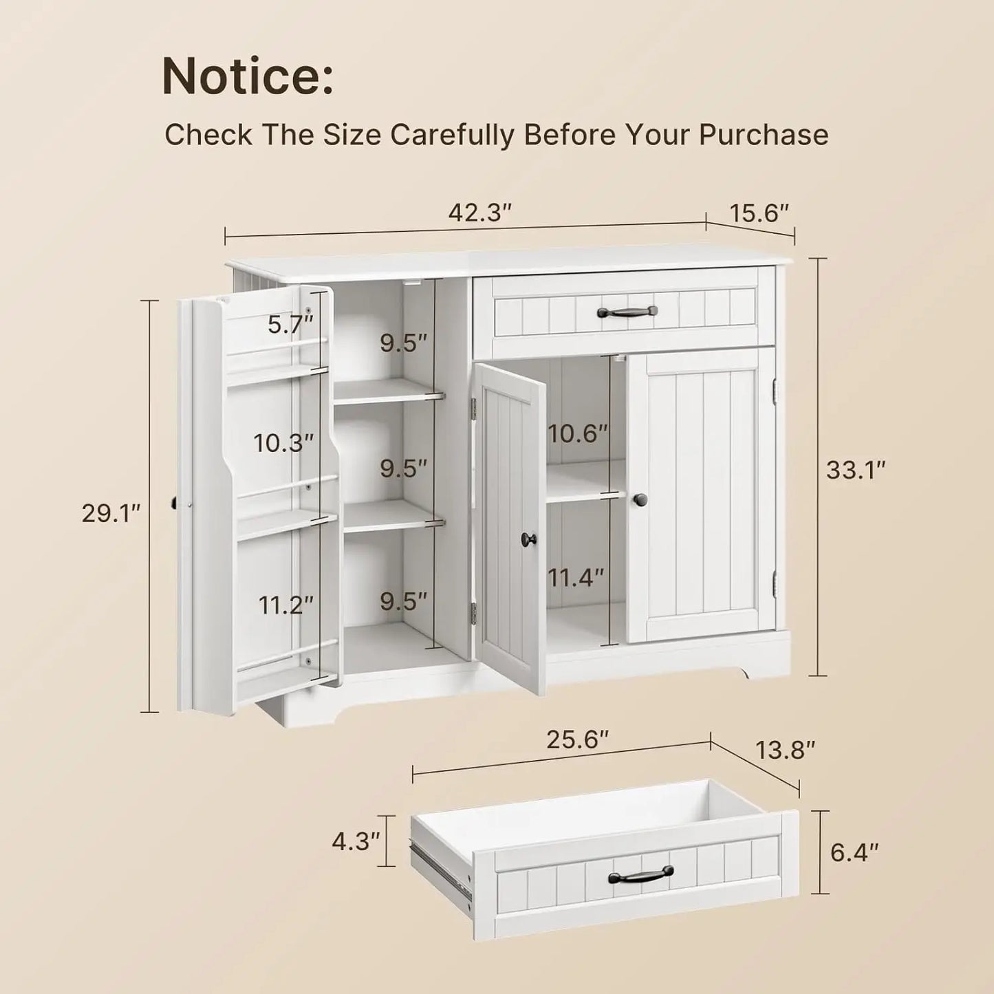 Kitchen Sideboard Buffet Cabinet Small Coffee Bar Cabinet with Drawer
