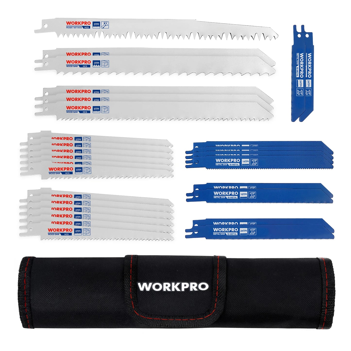 WORKPRO 32Pc Reciprocating Saw Blade Set With Carry Pouch