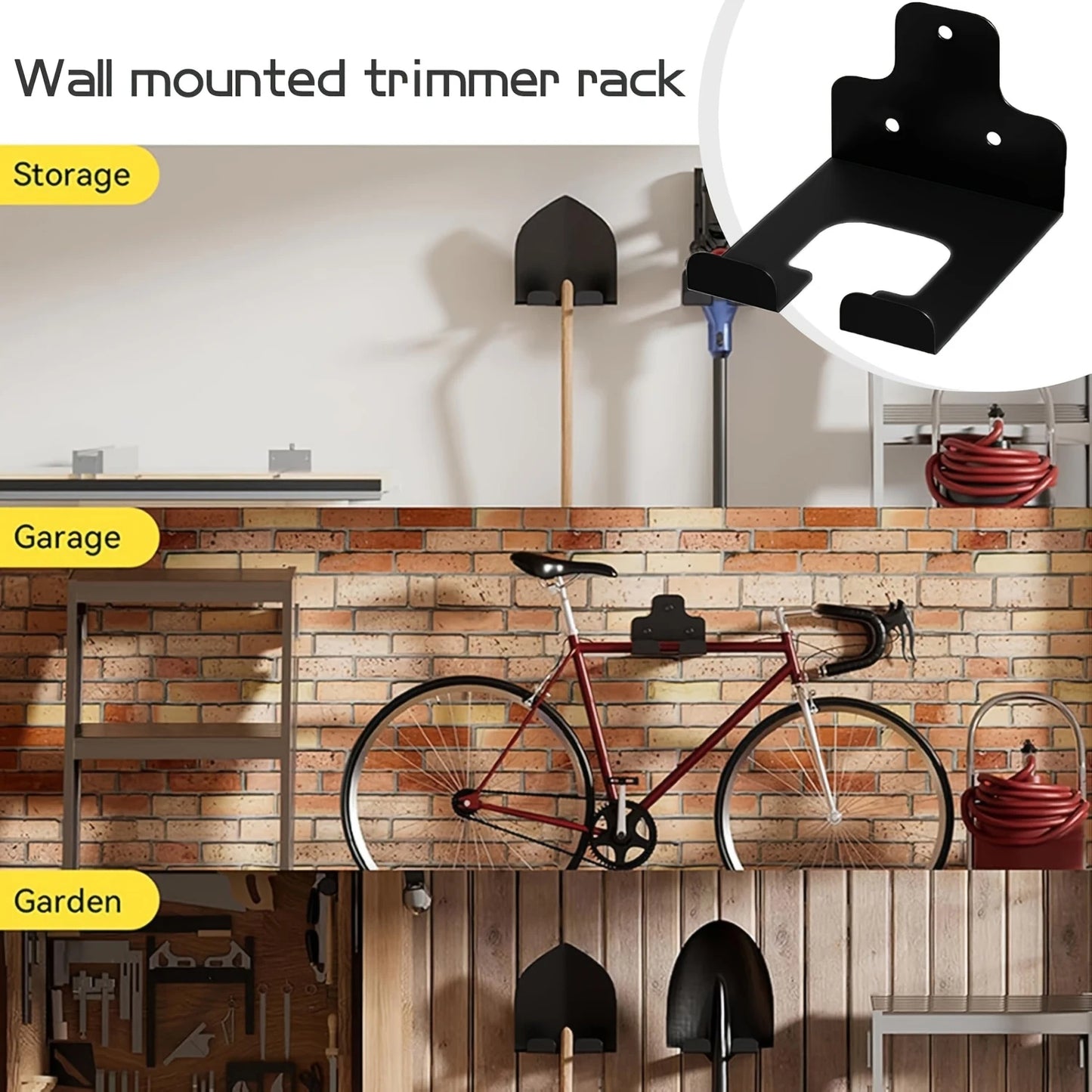 1set Weeder Wall Mount Bracket Garage  Warehouse Wall Mount Tool Rack