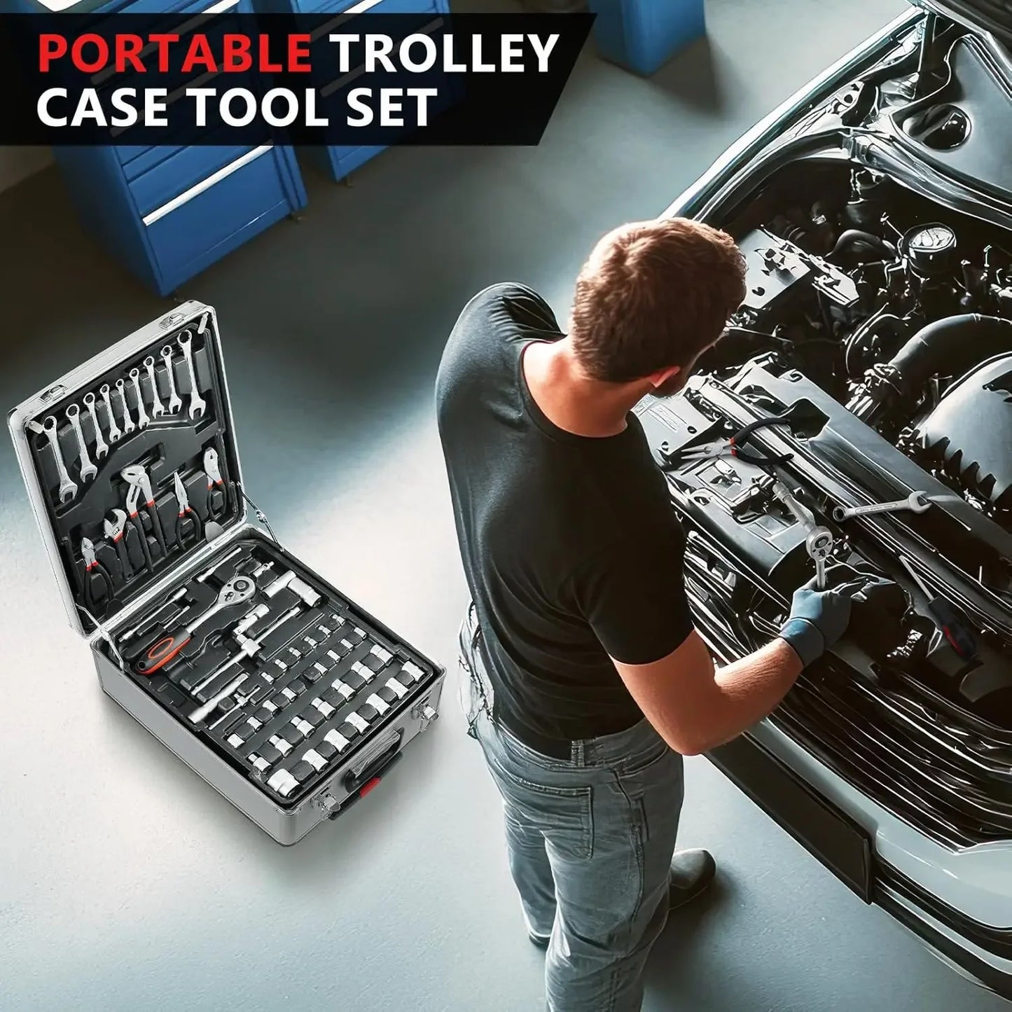 AUKYGGUSDIY UltraDurable 799Piece MechanicTool Set With HeavyDuty TrolleyCase For HomeRepair