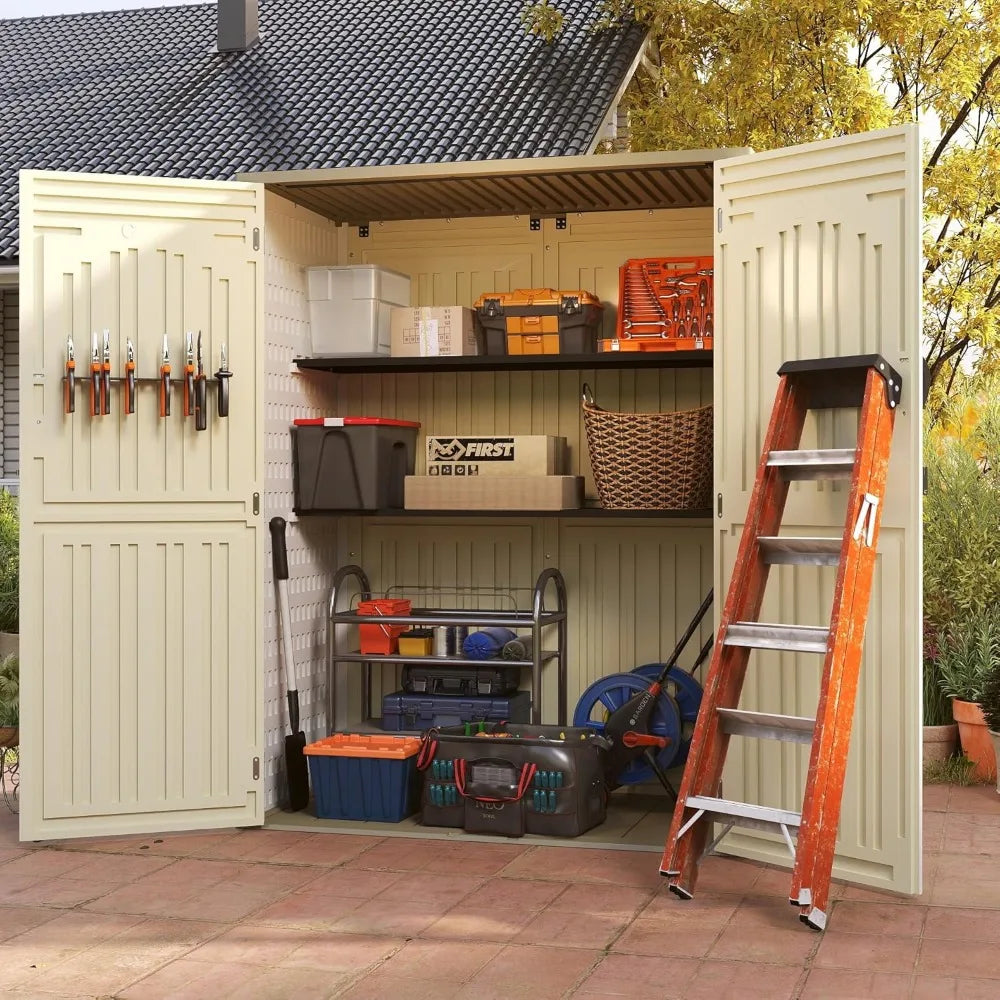 Vertical Resin Storage Shed Outdoor Waterproof Garden Tools