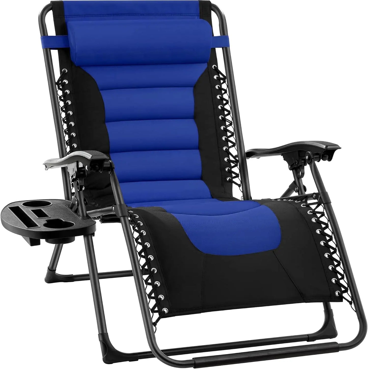 XL Folding Outdoor Recliner Chair With Headrest And Tray