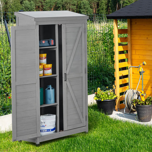 Outdoor Storage Cabinet With Metal Top Garden Shed 68 Tall