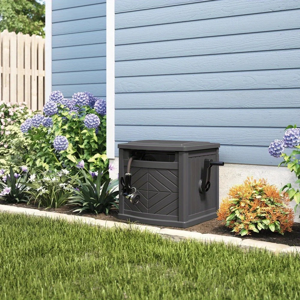 150ft Smart Hose Hidden Reel With Durable Wood Design For Gardens And Patios