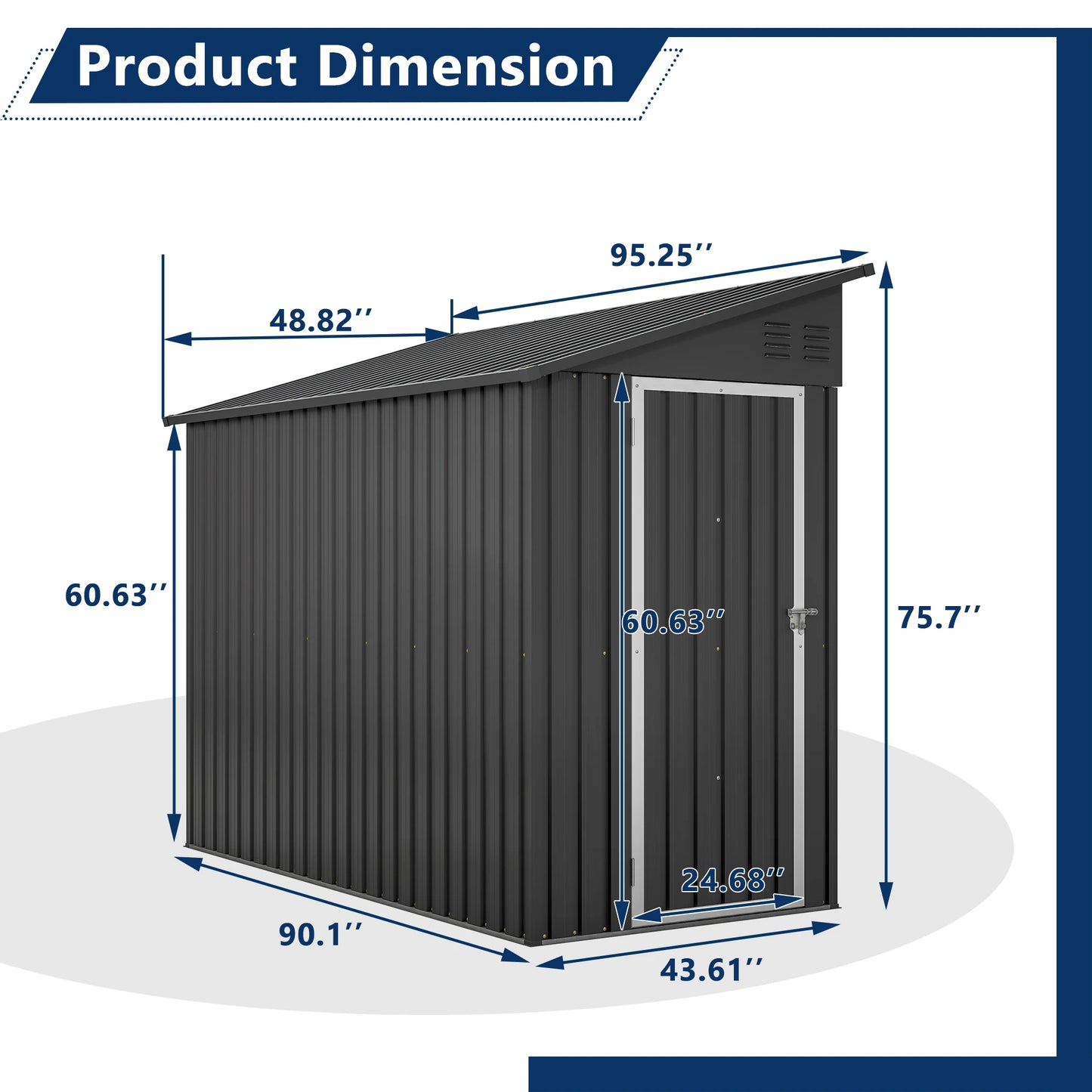 Storage Shed 4 * 8 FT Lean to Shed Metal Sheds & Outdoor Storage Cabinet Lockable
