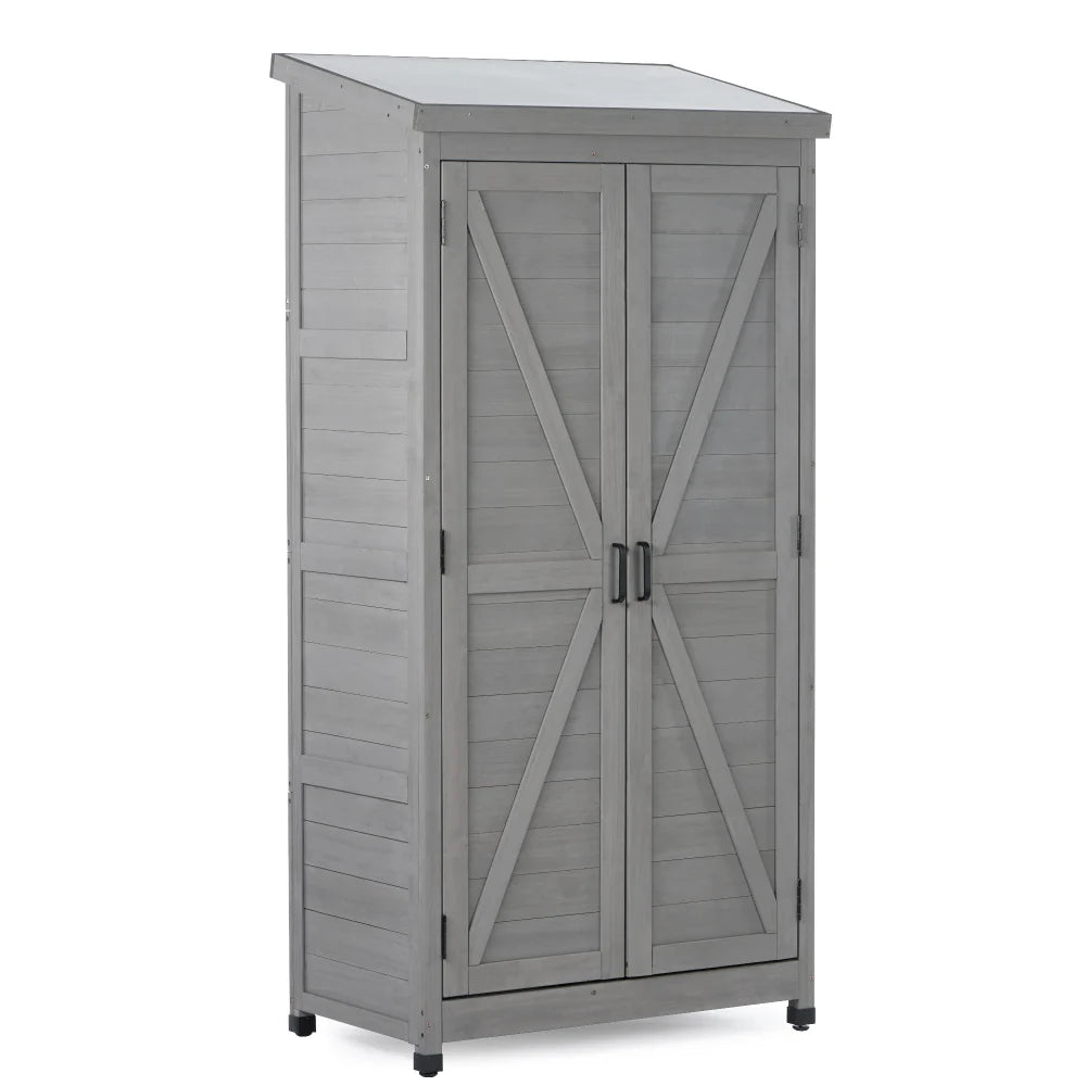 Outdoor Storage Cabinet With Metal Top Garden Shed 68 Tall